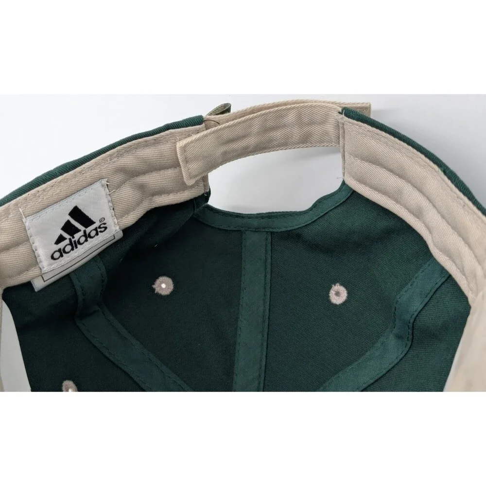 Adidas Adjustable Baseball Cap Hat Embroidered Logo Green and White